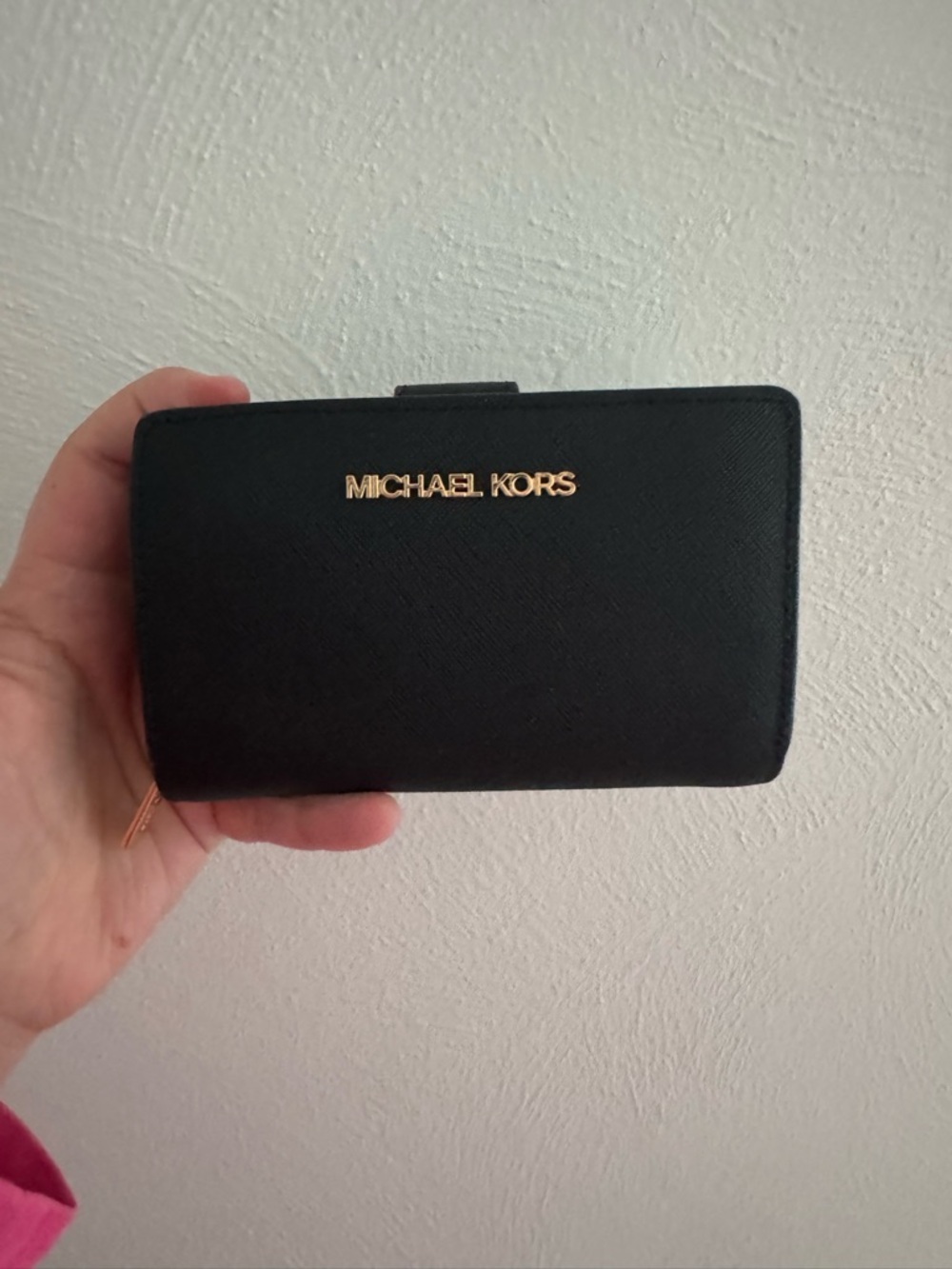 Michael Kors Black Wallet with Gold Logo Plaque